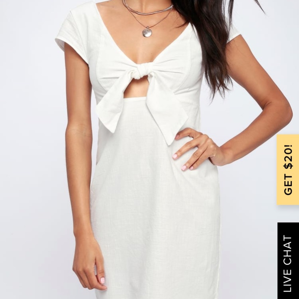 NWT MPC TIE-FRONT SWEETHEART OFF WHITE MINI DRESS